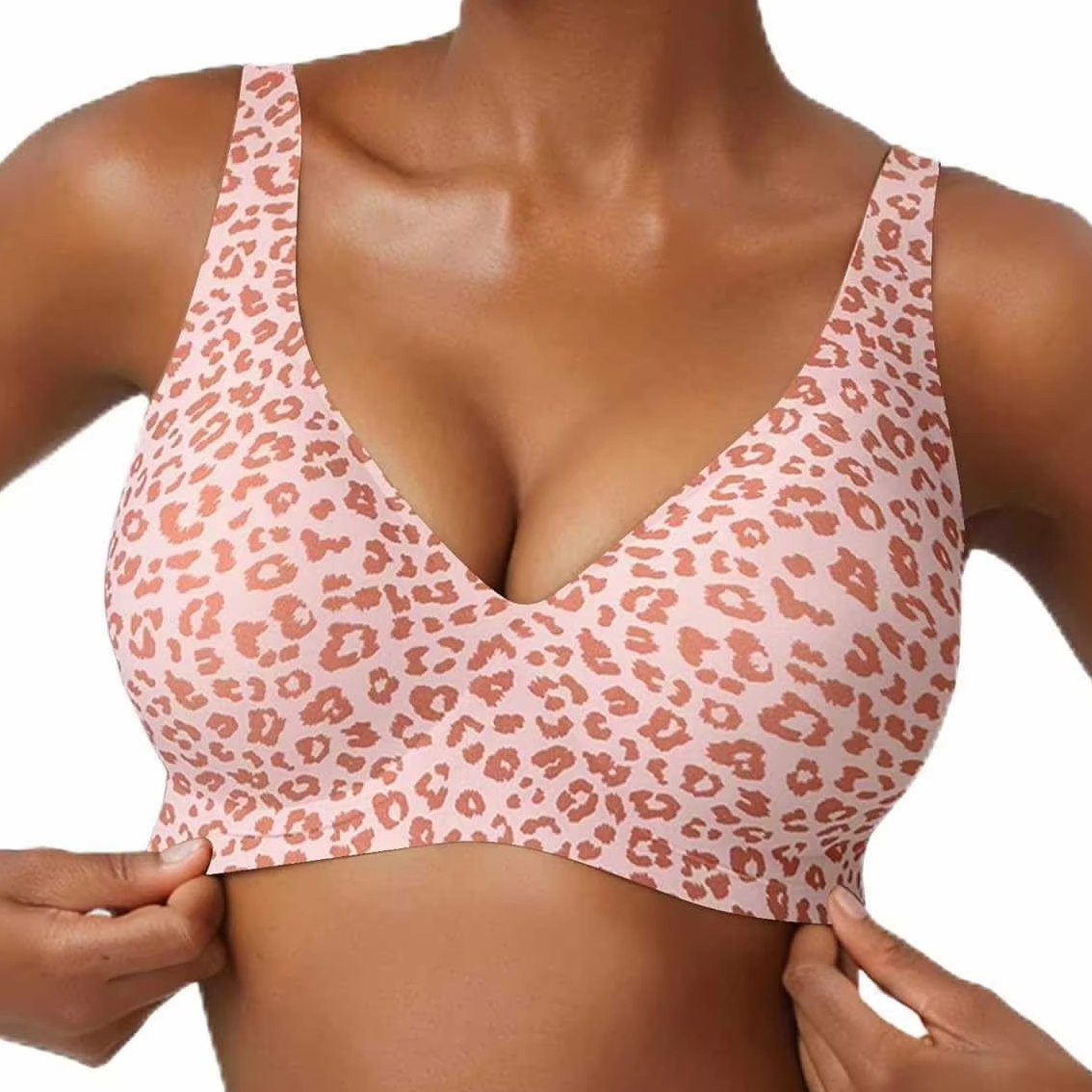Women's Seamless Pink Leopard  – Plunge Bra Push Up recenzja i cena