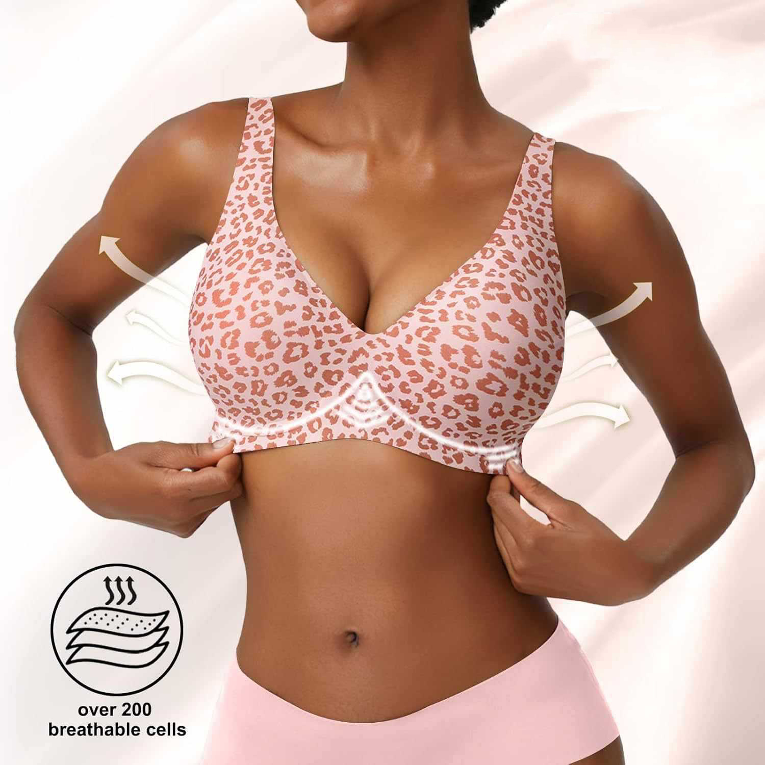 Women's Seamless Pink Leopard  – Plunge Bra Push Up recenzja i cena