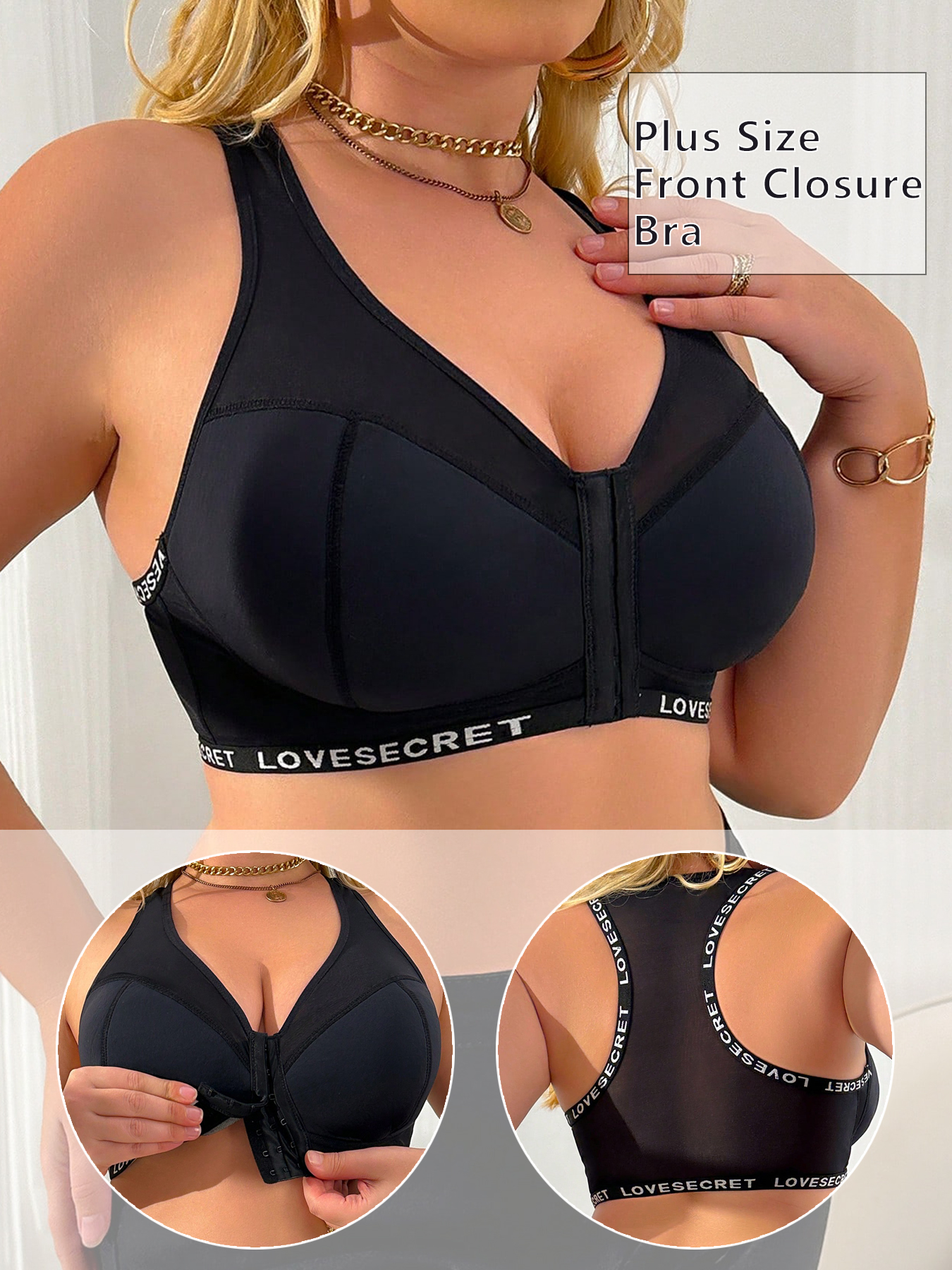 Women Plus Size Lace Bra Front – Full Coverage Bra recenzja i cena