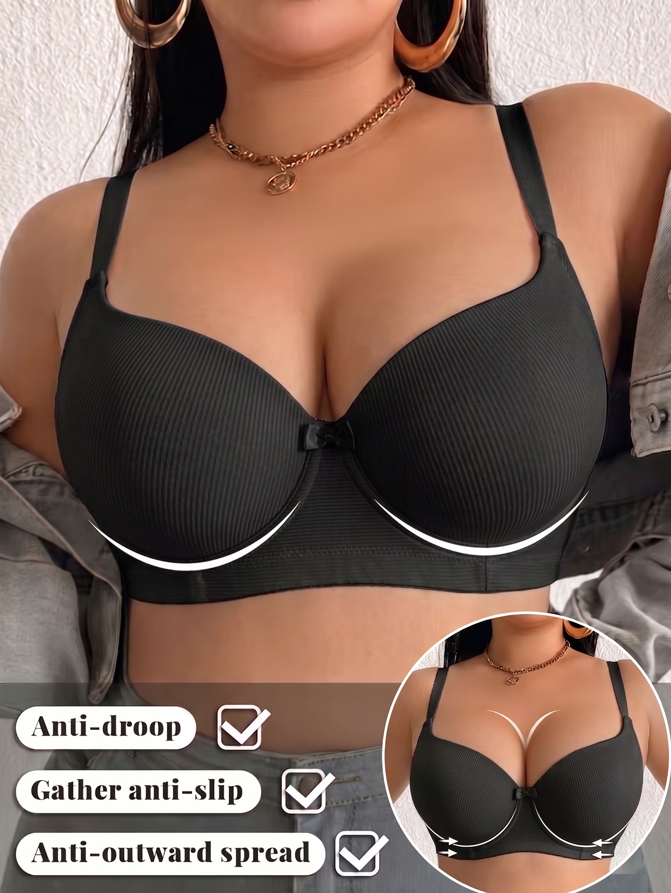 Plus Size Women Bra Thin Cup U – Minimizer Bra Women recenzja i cena