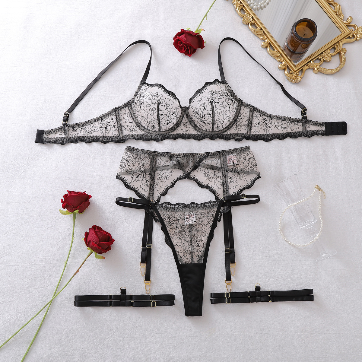 Women Sexy Floral Lace Erotic  – Sheer Mesh Bra recenzja i cena