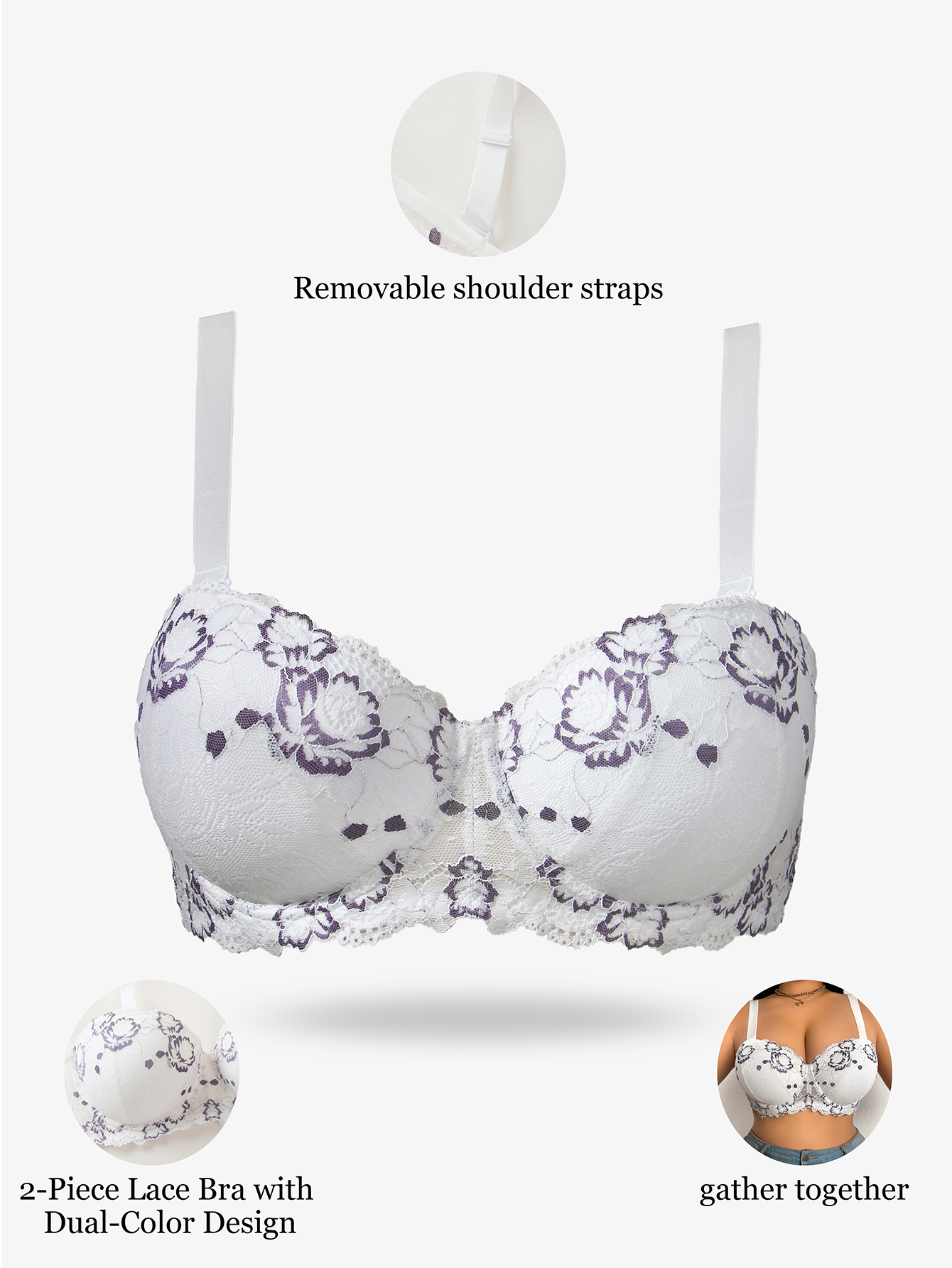 Plus Size Lace & Embroidery Wo – Minimizer Bra Women recenzja i cena