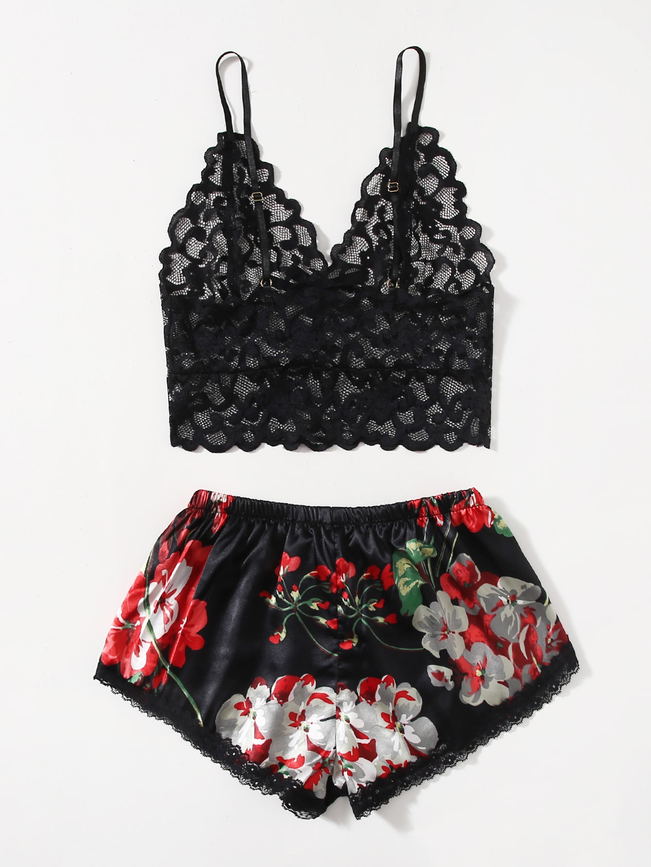 Floral Lace Pajama Set for Wom – Lace Bralette Set recenzja i cena
