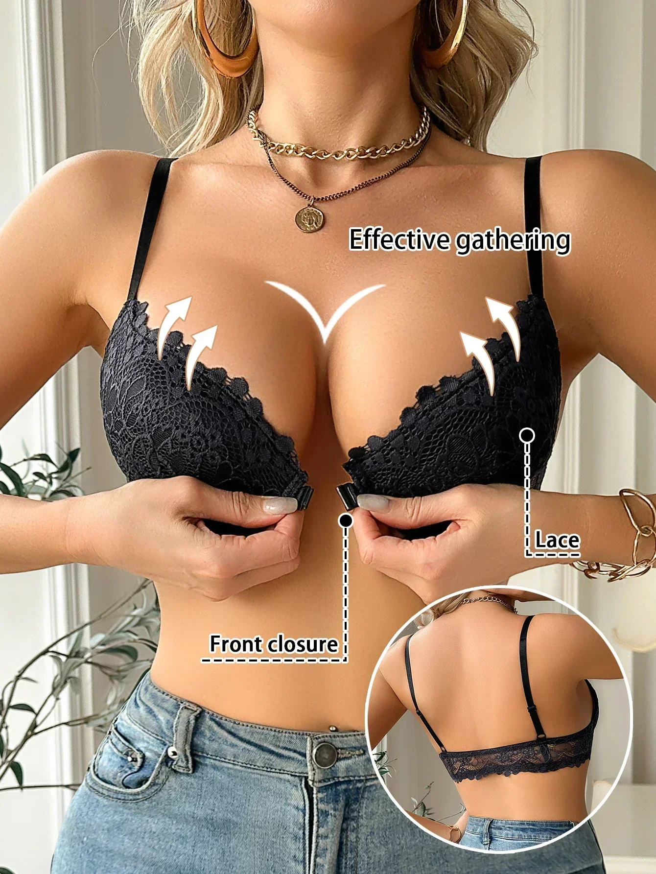 Women's Lace Front Clasp Push  – Cotton Bra Everyday recenzja i cena