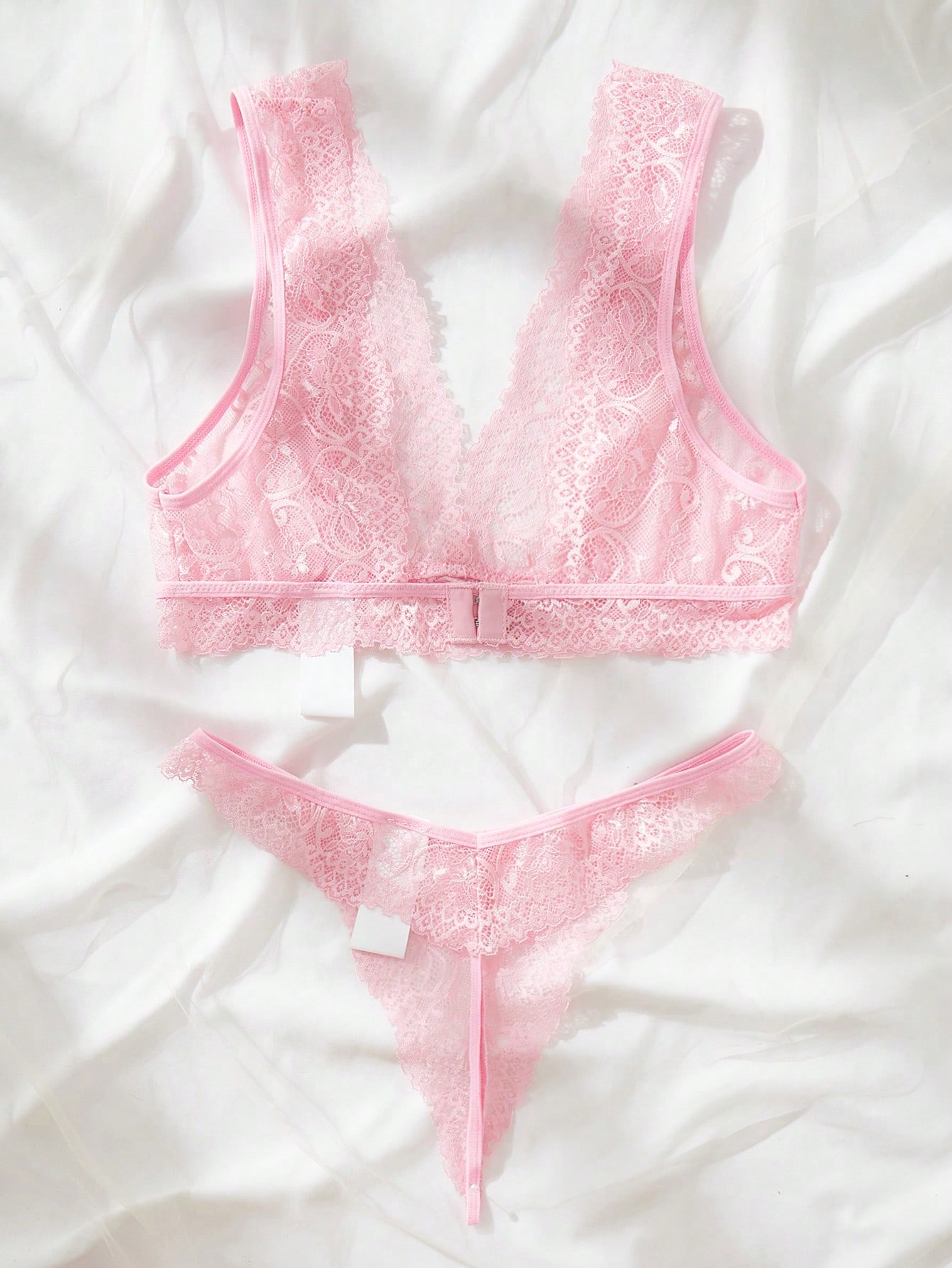 Pink Lace Lingerie Set Sheer F – Lace Bralette Set recenzja i cena