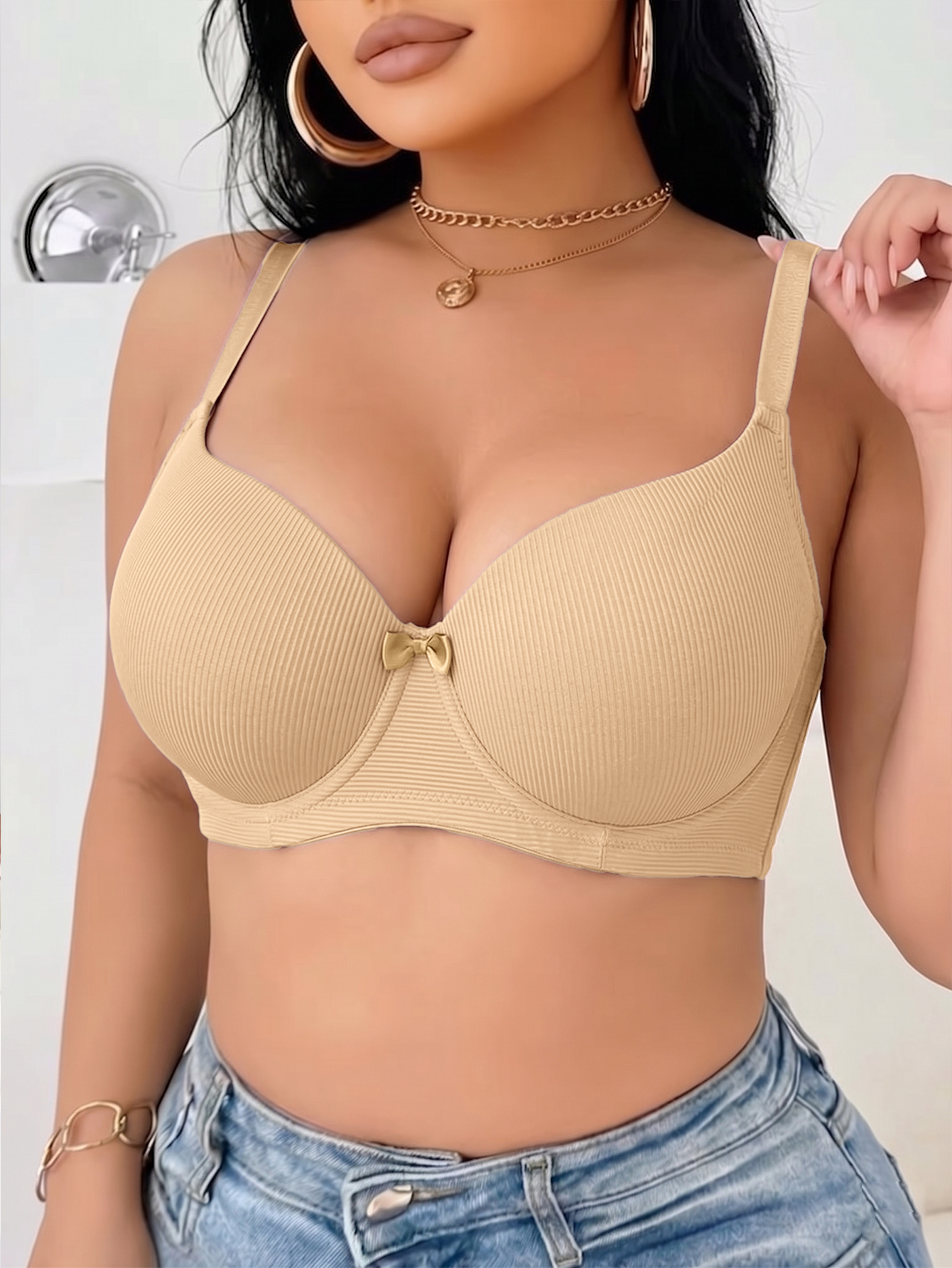 Plus Size Ribbed Women Bra Thi – Minimizer Bra Women recenzja i cena